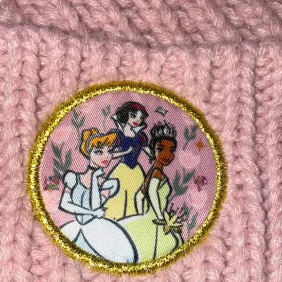 New Disney Princess Pink Knit Hat with Pom Pom and Mittens Set. - Picture 4 of 5